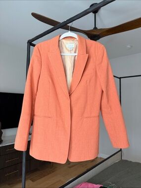 Topshop Coral Orange Single-Button Blazer